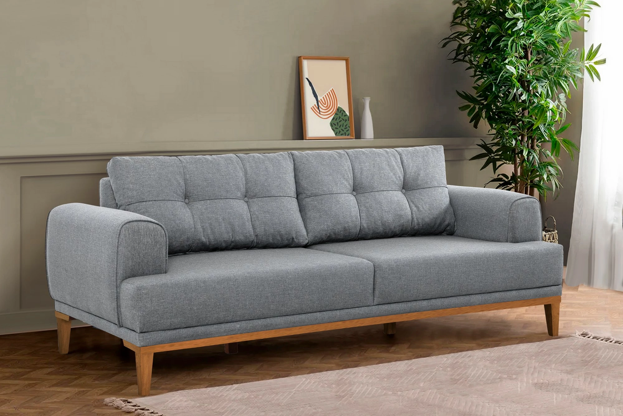 Set divani Atelier del Sofa, Vina, gri, këmbë dru Atlantic Pine