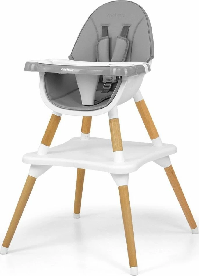 Karrige ushqimi 2-në-1 Milly Mally Malmo, deri 25 kg, gri