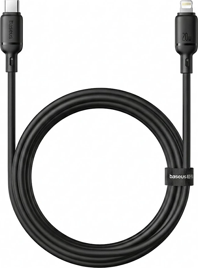 Kabllo karikimi Baseus Silky Series USB-C (Type-C) në Lightning, 20W, 2m, e zezë