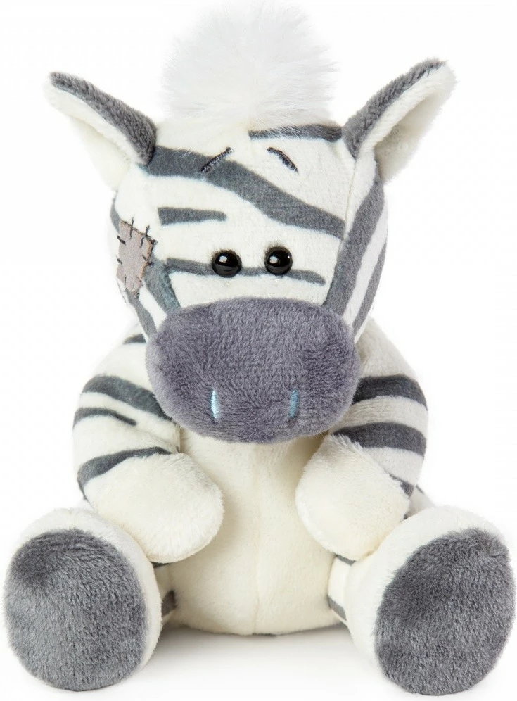 Maskotë pelushi My Blue Nose Friends Zebra Zig Zag, 10 cm, krem-gri
