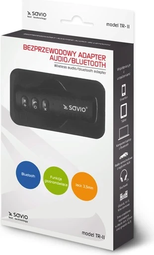 Transmetues/ marrës audio jack 3,5 mm,  Savio TR-11, i zi 