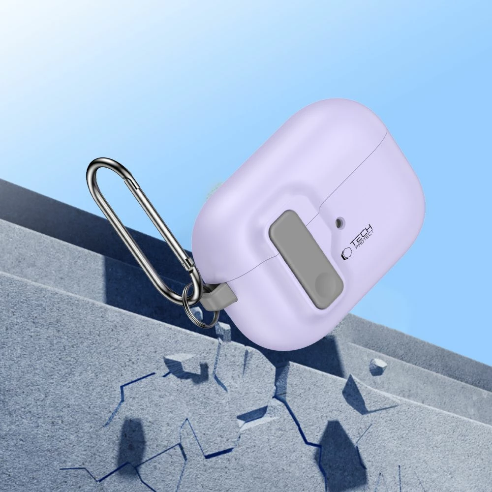 Mbështjellës Tech-Protect Slim Hook për AirPods Pro/Pro 2, me karabiner, Violet