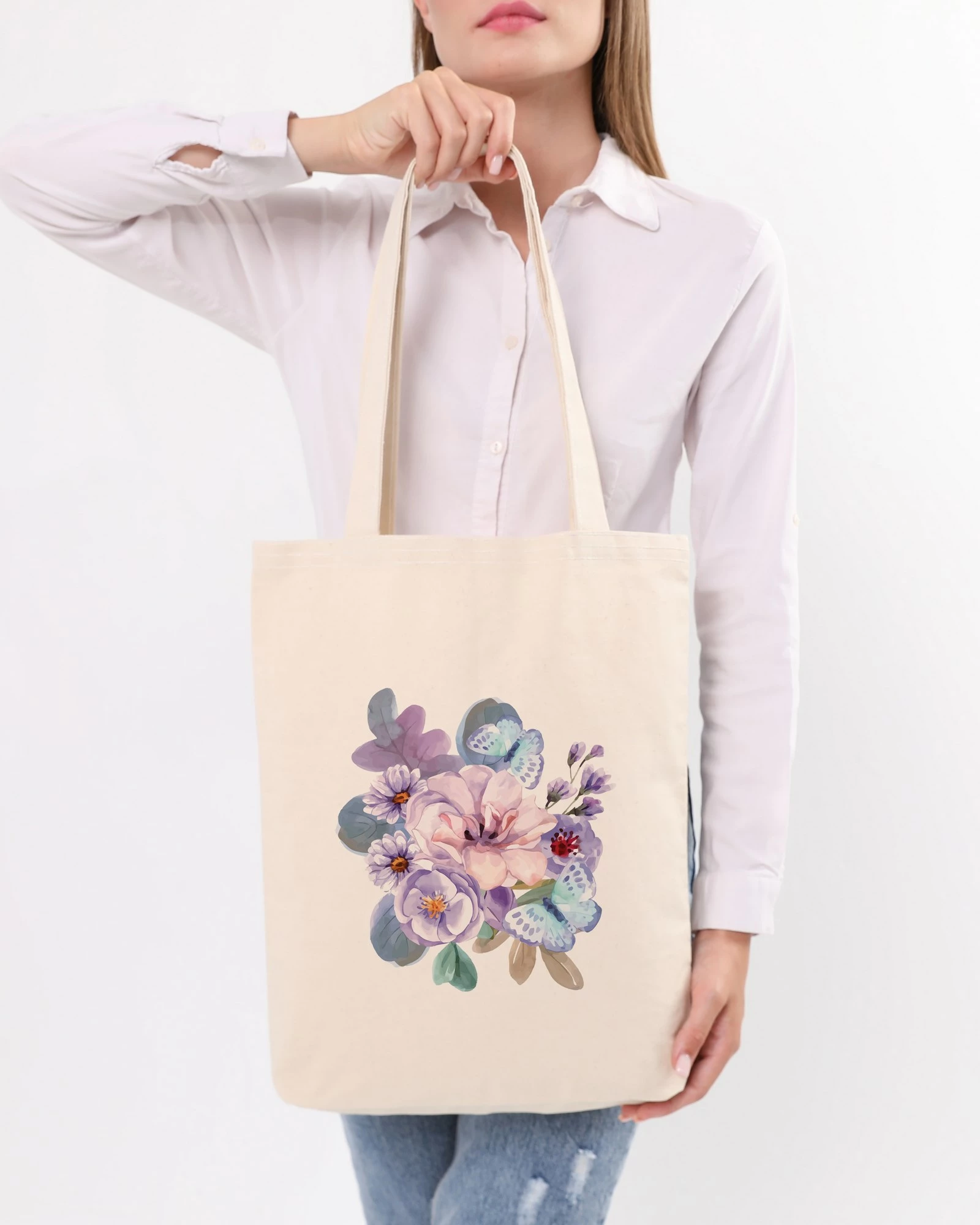 Qese tote Zoozie Bags, krem, 35x40x8cm