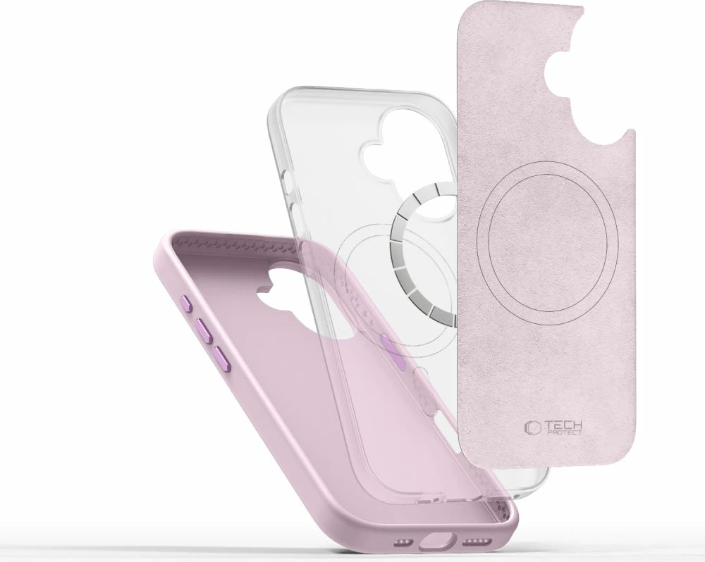 Mbështjellës Tech-Protect Silicone PU MagSafe për iPhone 16, Rozë