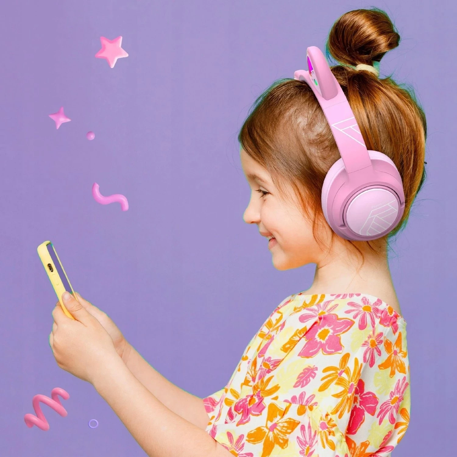 Kufje Bluetooth PowerLocus Bobo, on-ear, me mikrofon, USB-C/3.5mm, 45 orë, rozë