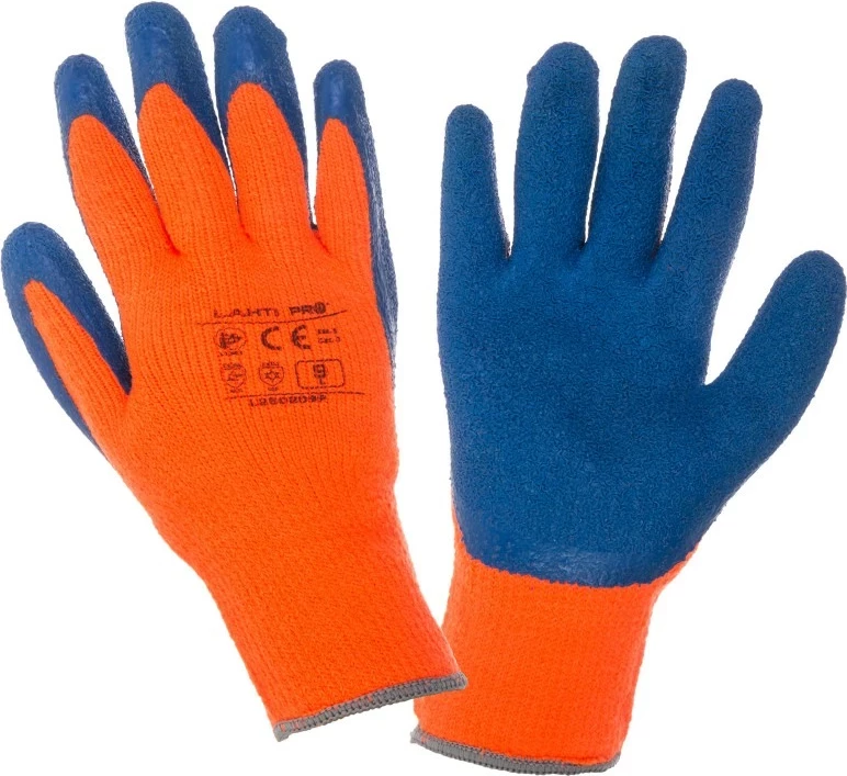 Doreza mbrojtëse dimërore LAHTI PRO L250210K, nr. 10, latex, portokalli/kaltër