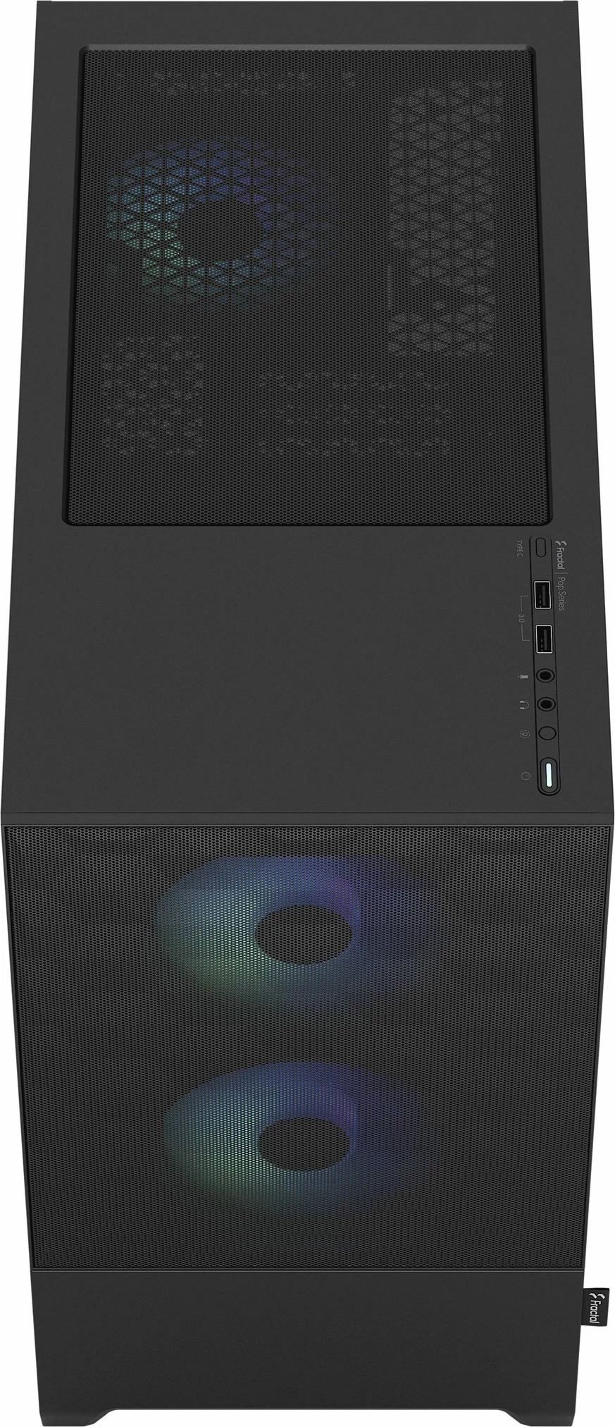 Kasë Fractal Design Pop Mini Air RGB FD-C-POR1M-06, Mini Tower, Micro-ATX/Mini-ITX, 3x120mm RGB, me dritare, e zezë