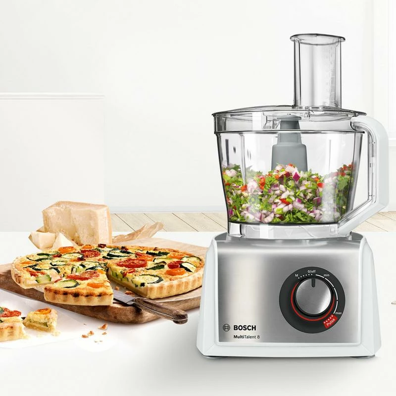 Përpunues ushqimi, Bosch, Multitalent 8 MC812S814, 1250 W, tas 3.9 L, blender 1.5 L, i bardhë