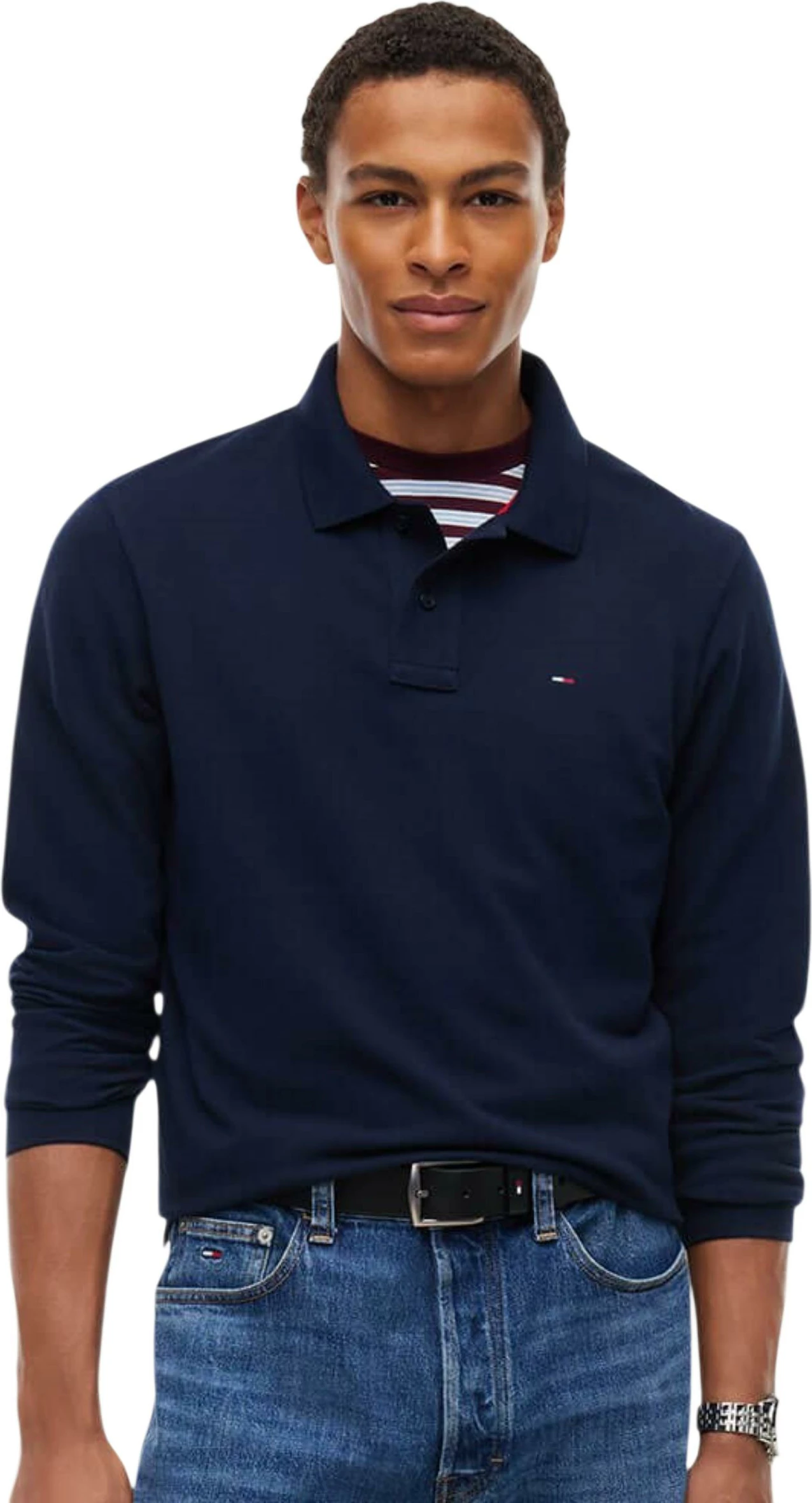 Maicë polo me mëngë të gjata për meshkuj Tommy Hilfiger Jeans DM0DM23630, blu e errët
