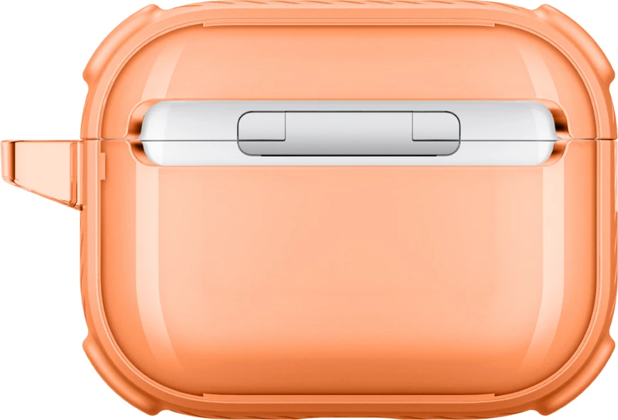 Mbështjellës për kufje, AmazingThing, Titan Pro Mag Case Clear për AirPods Pro 3, me karabiner, kompatibil me karikim wireless, portë me bllokim të brendshëm, port kundër goditjeve PC/TPU, portokalli