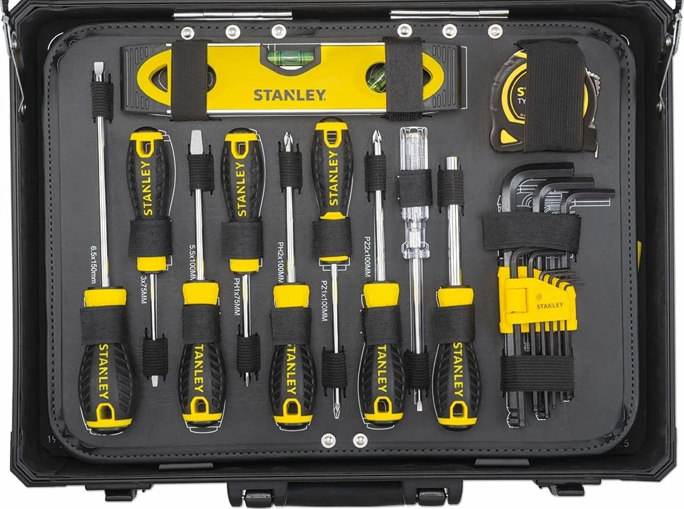 Set veglash Stanley STMT98109-1 142 copë, në valixhe alumini, zi/verdhë