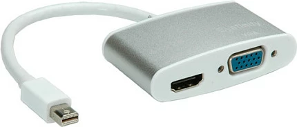 Adapter ROLINE Mini DisplayPort në HDMI/VGA, 10 cm, argjendtë