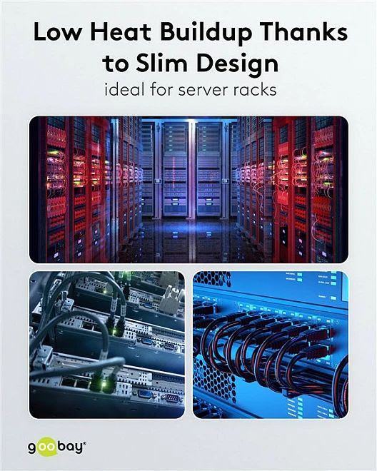 Kabllo rrjeti Goobay Cat.6a slim U/FTP 0.5 m, e zezë