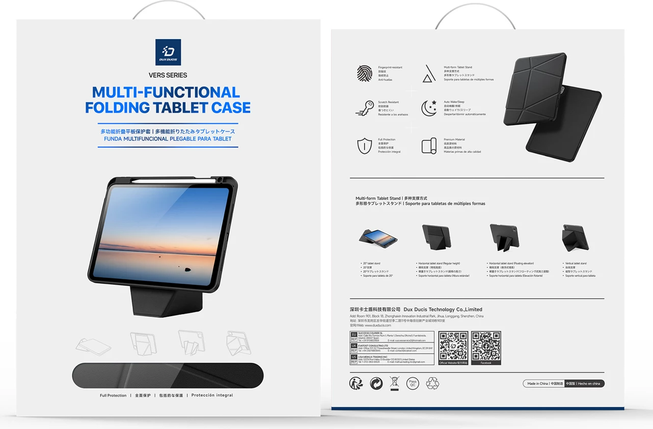 Mbështjellës Dux Ducis Vers për iPad Pro 13" (2024/2025), me stand dhe mbajtëse Apple Pencil, i zi
