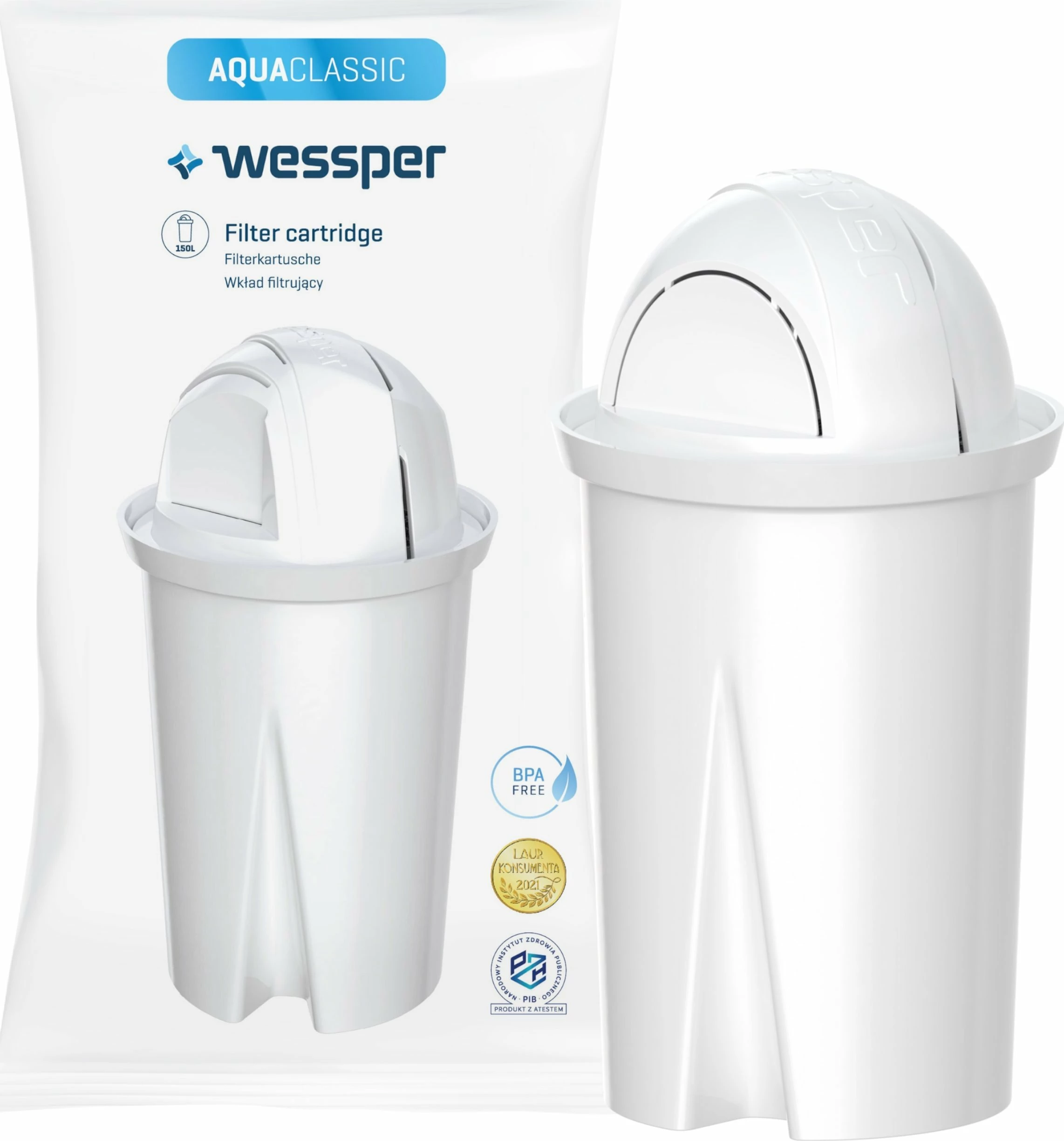 Kanë filtruese për ujë Wessper AquaClassic Basic WES204-WH 2.5L, set 1 filtër, e bardhë