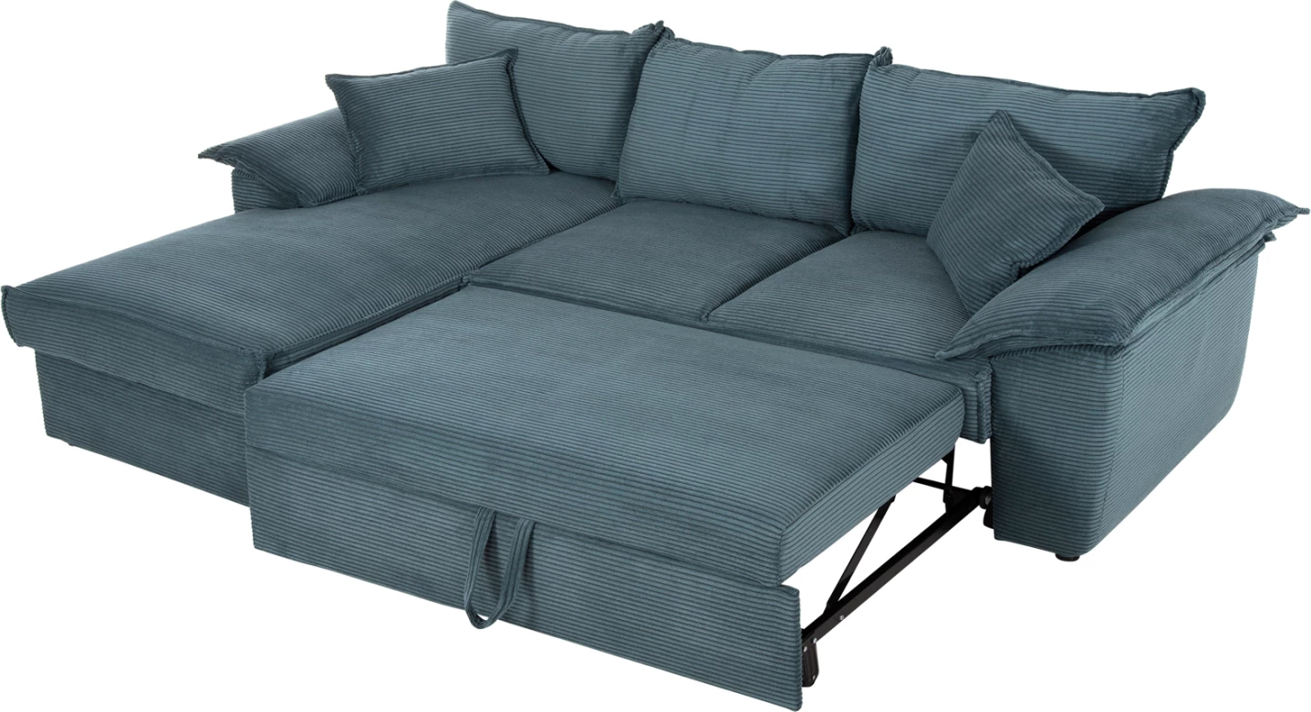 Divan-krevat qoshe (majtas) me hapsirë magazinimi ALDO FH3276.03L pëlhurë jeshile petrol 256x91-159x87H cm