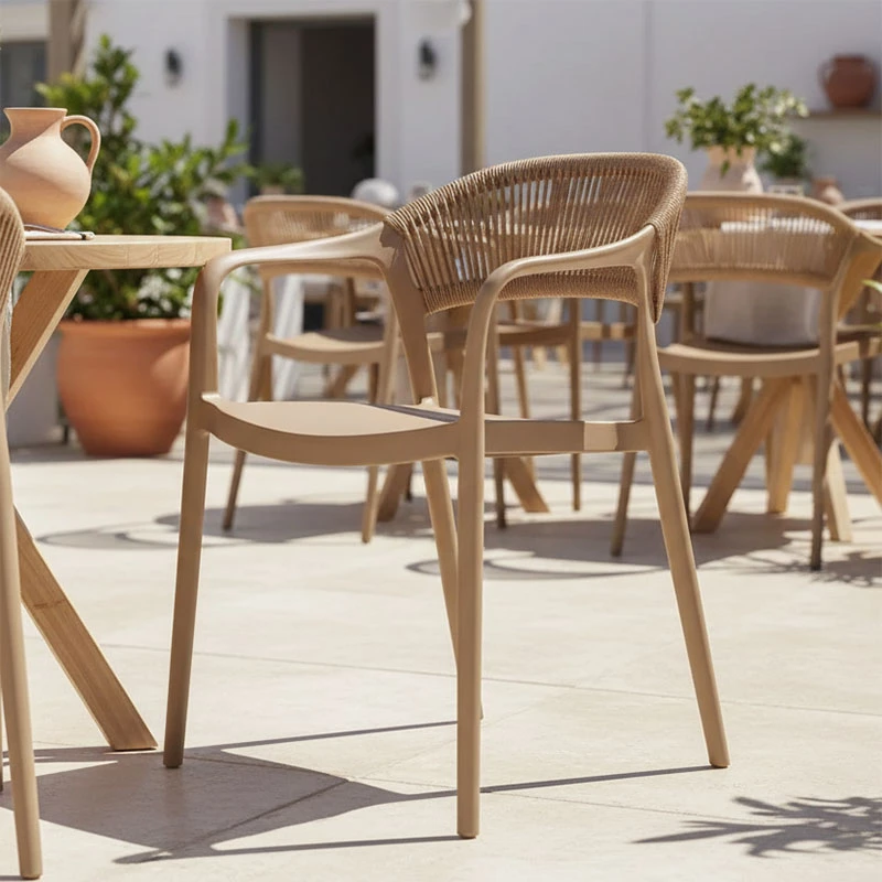 Karrige me krahë Ankara, e grumbullueshme, ngjyrë moka dhe natyrale, 54x55.5x77cm