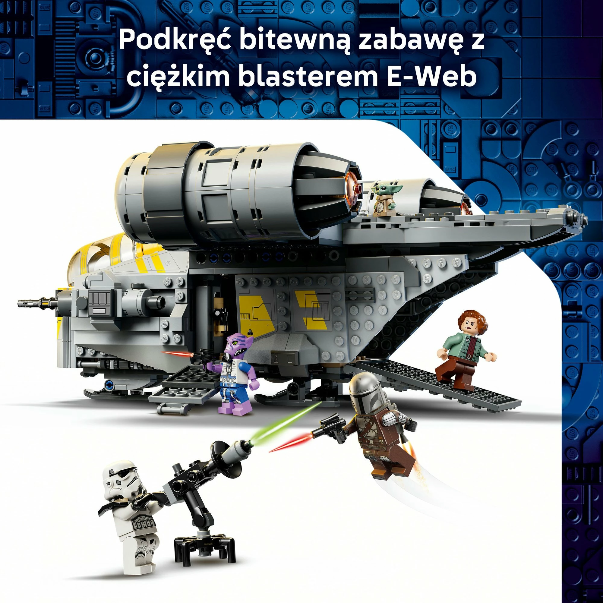 Set ndërtimi LEGO Star Wars The Razor Crest 75447, 930 copë, 10+ vjet, gri/verdhe