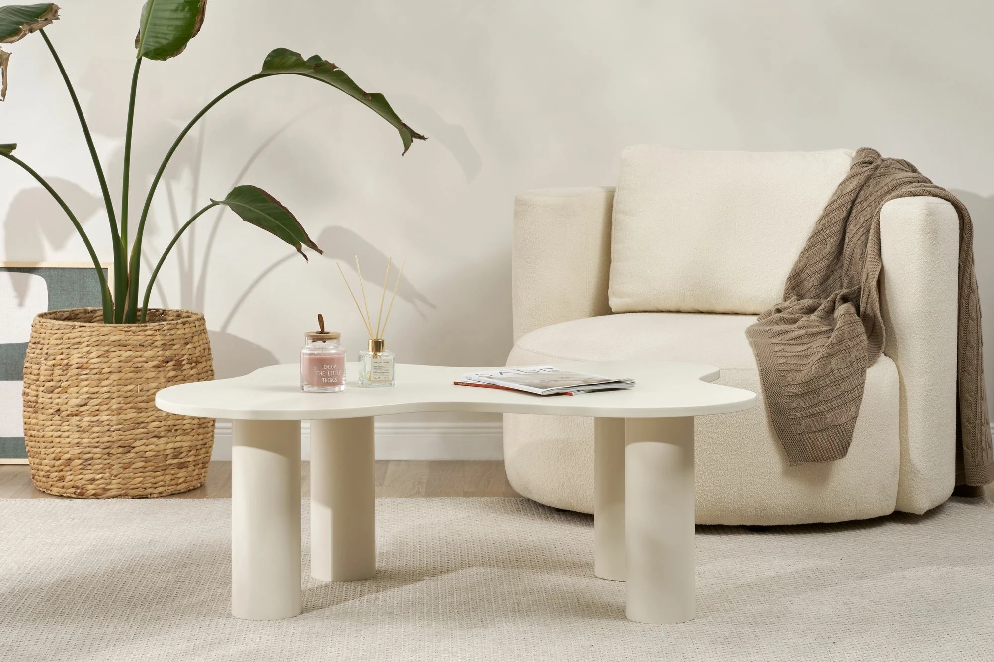 Set tavoline për kafe Skye Decor, Bloom, krem