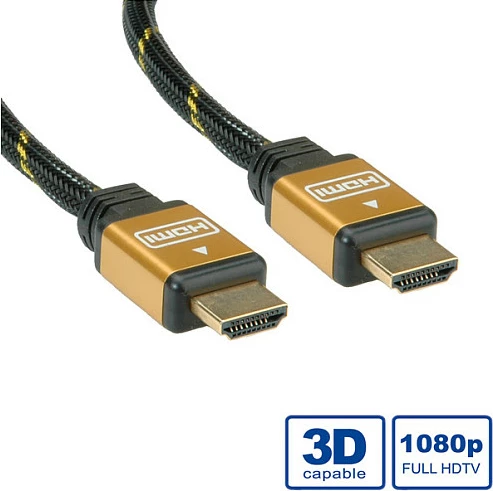 Kabllo HDMI ROLINE GOLD High Speed me Ethernet, 7.5 m, HDMI Type A M/M, e zezë/ari