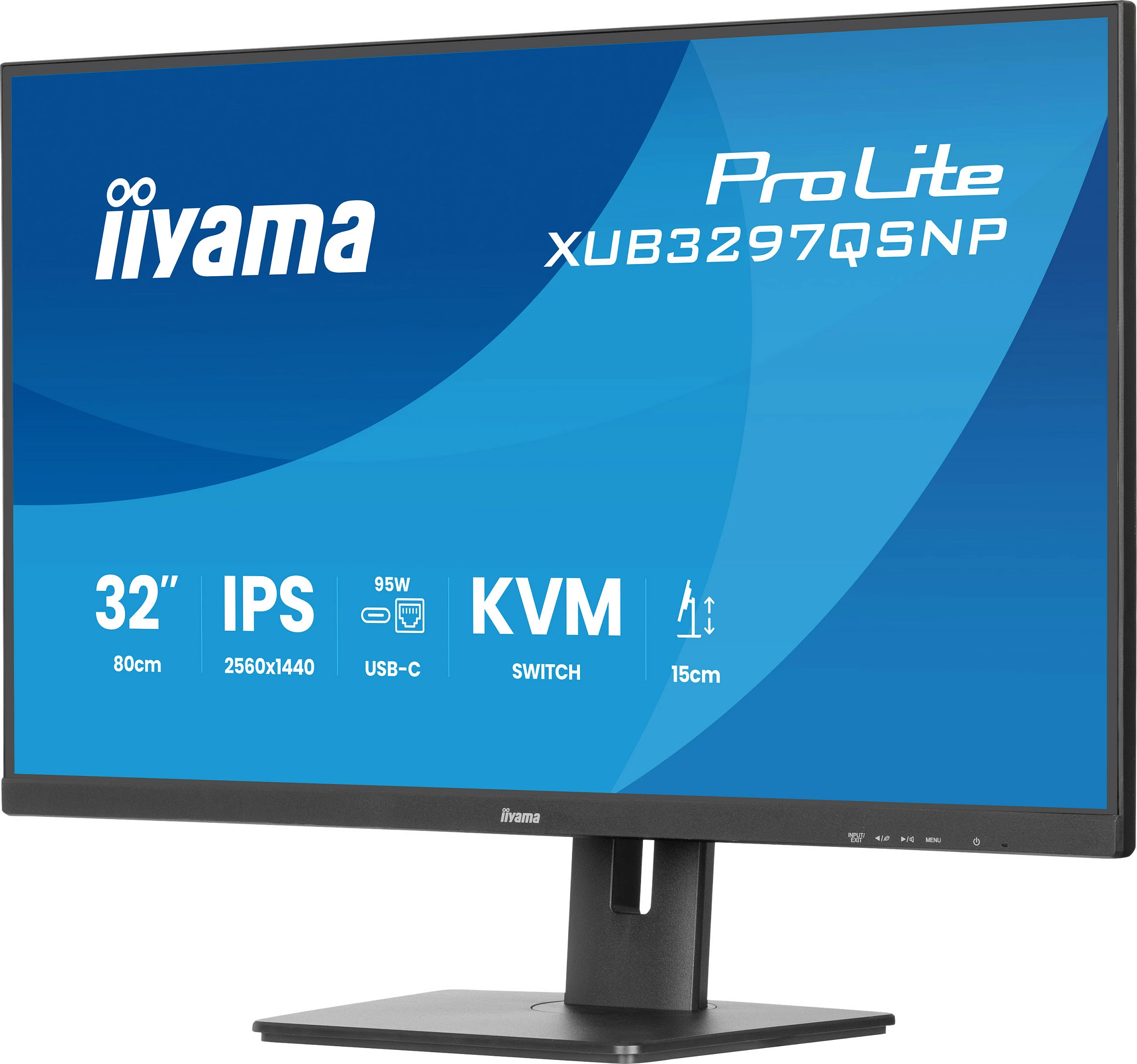 Monitor iiyama XUB3297QSNP-B1, 32 inç, IPS, 2560x1440, USB-C, KVM, i zi