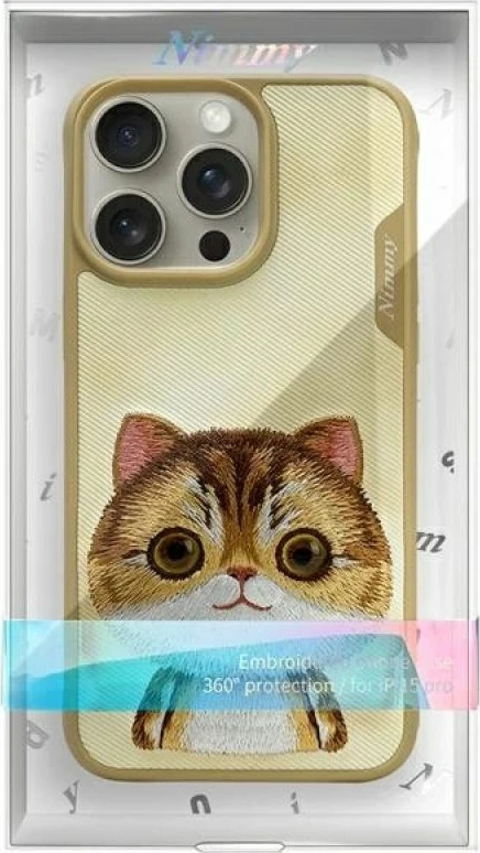 Kutia mbrojtëse Nimmy Big Eyed Pet 2.0 Cat për iPhone 15 Pro, e gjelbër