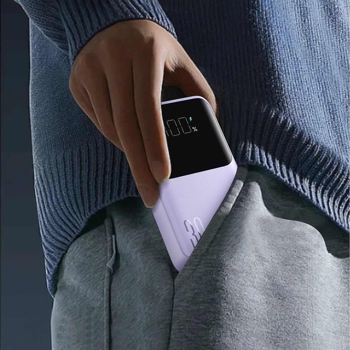 Powerbank Joyroom JR-PBC06, 10000mAh, 30W, me kabllo USB-C/Lightning të integruara, vjollcë