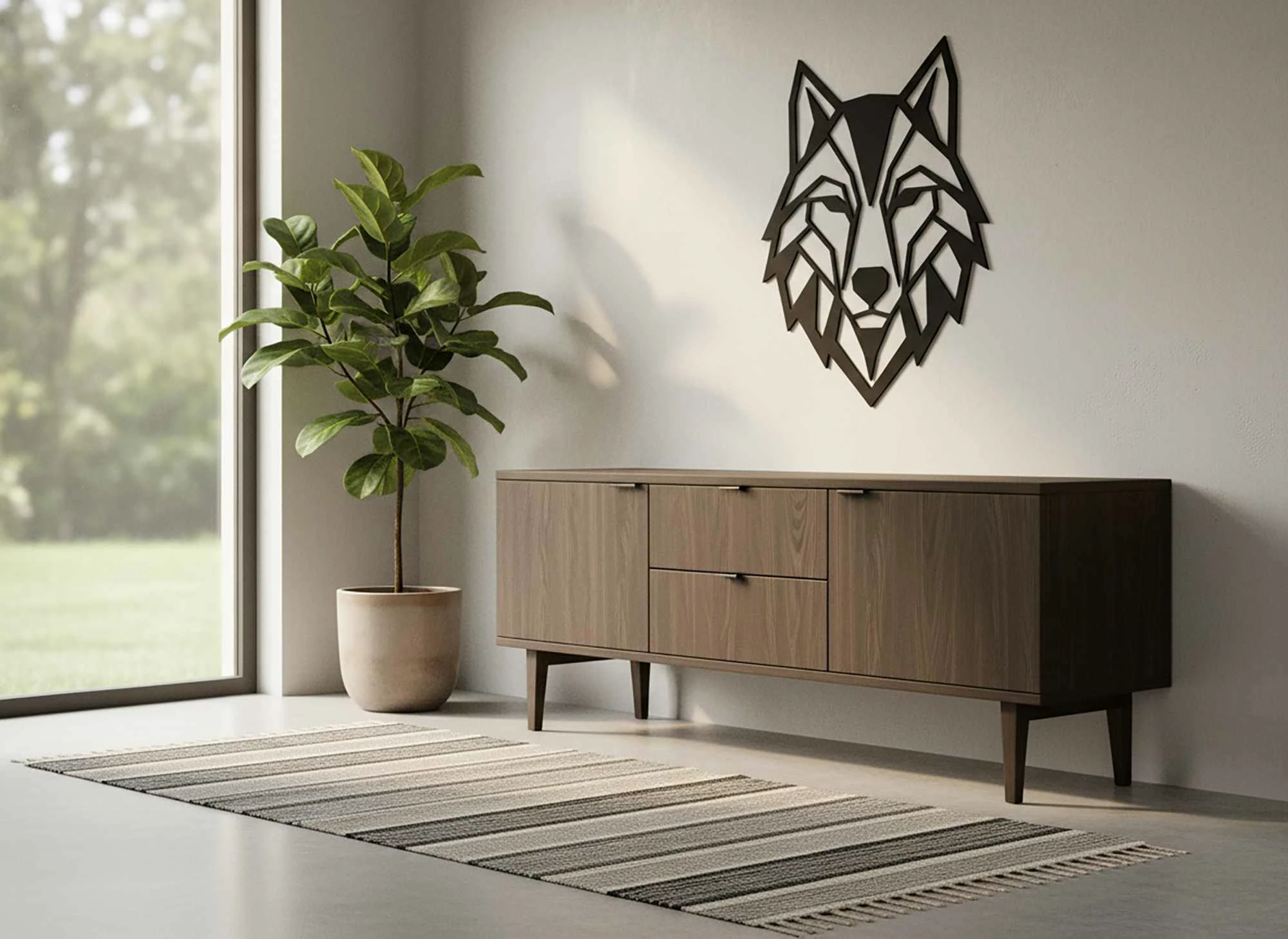 Pikturë dekorative me kornizë MDF, Wallity, Ruka, e zezë dhe e bardhë, 55x68cm