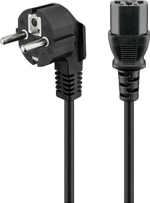 Kabllo rryme Goobay CEE7/7 në IEC C13, 1.8 m, kënd 90°, e zezë