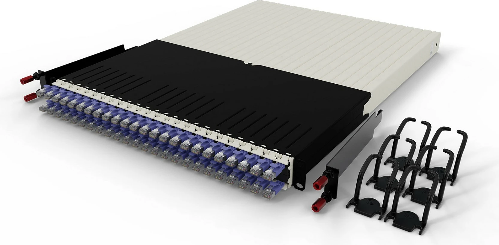 Patch panel PATCHBOX patchbox.one 30RU, Cat6a U/FTP (STP), 24 kabllo tërheqëse 1.8 m, RJ-45, vjollcë