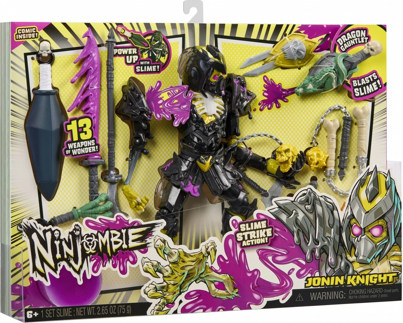 Figurë aksioni, MGA, Ninjombie Jonin Knight 121992-EUC, me gjymtyrë të lëvizshme, 13 aksesorë dhe slime, 6+ vjeç