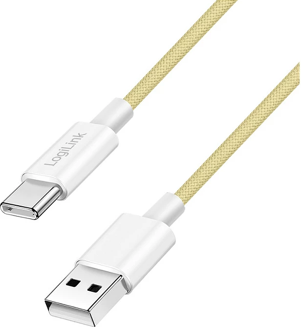 Kabllo USB LogiLink USB-A në USB-C, USB 2.0, 0.5 m, 60W, najlon, e verdhë