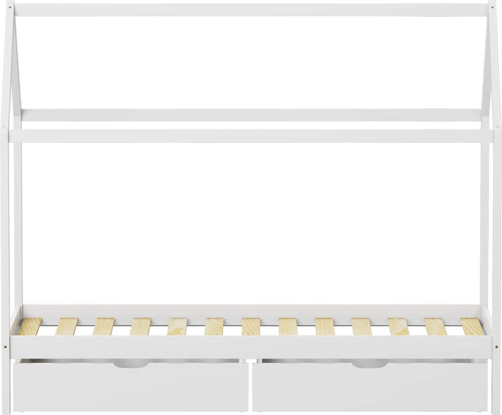 Krevat fëmijësh Montessori Mellin me 2 sirtarë dru pishe ngjyrë e bardhë 90x190cm