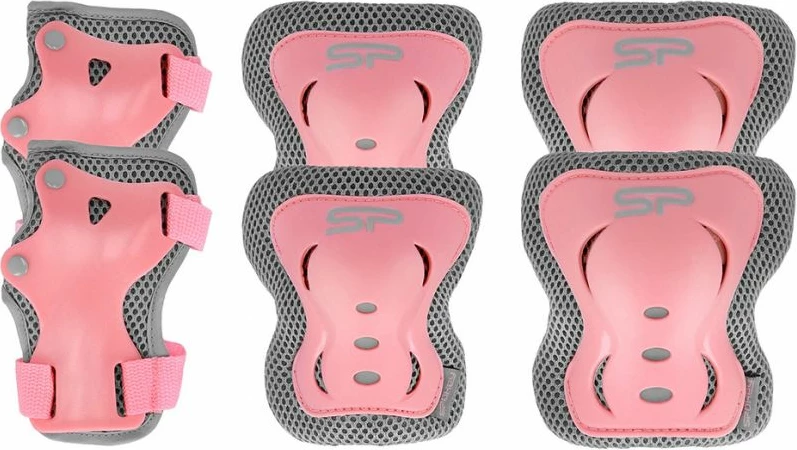 Set mbrojtësash Spokey për fëmijë, rozë-gri