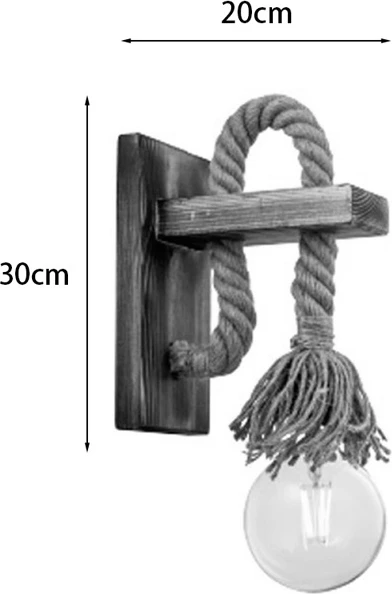 Llambë muri Nenika, dru dhe litar natyral, 14x14x26cm