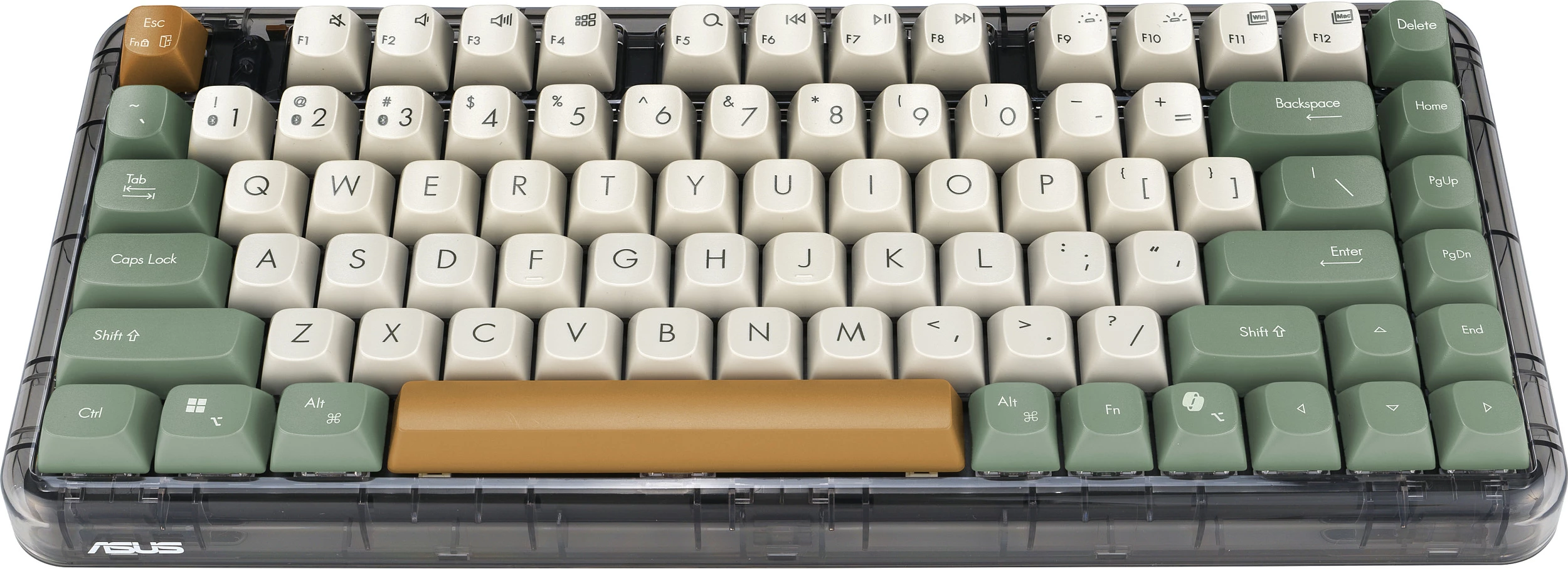 Tastierë mekanike ASUS KD201 Jelly, 75%, Wireless/Bluetooth/USB-C, Backlight e bardhë, Orange Meadow