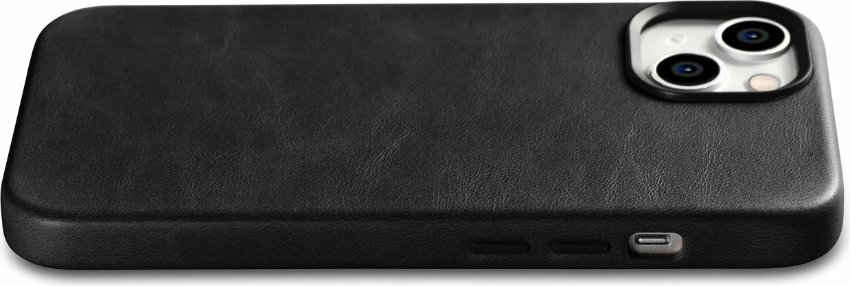 Mbështjellës iCarer Oil Wax Premium Leather për iPhone 14 Plus me MagSafe, i zi