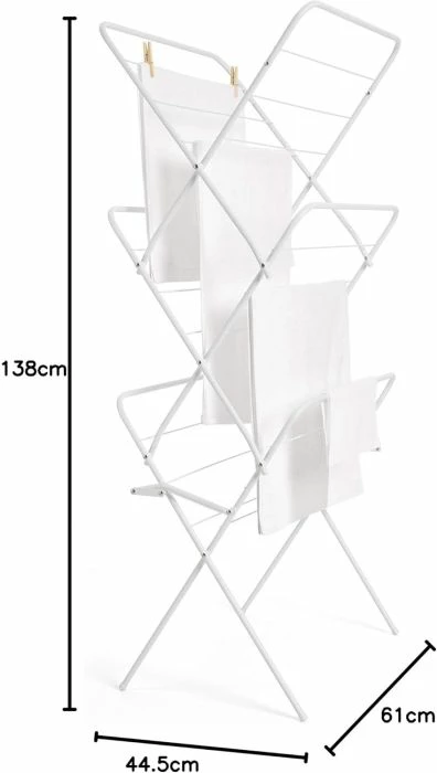 Tharëse rrobash vertikale Rayen 0036.01, palosëse, 14 m sipërfaqe tharjeje, 61 x 138 x 44.5 cm, çelik inox, e bardhë