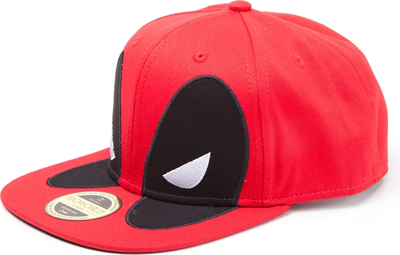 Kapelë snapback Difuzed Deadpool Big Face, strehë e sheshtë, kuqe/zezë