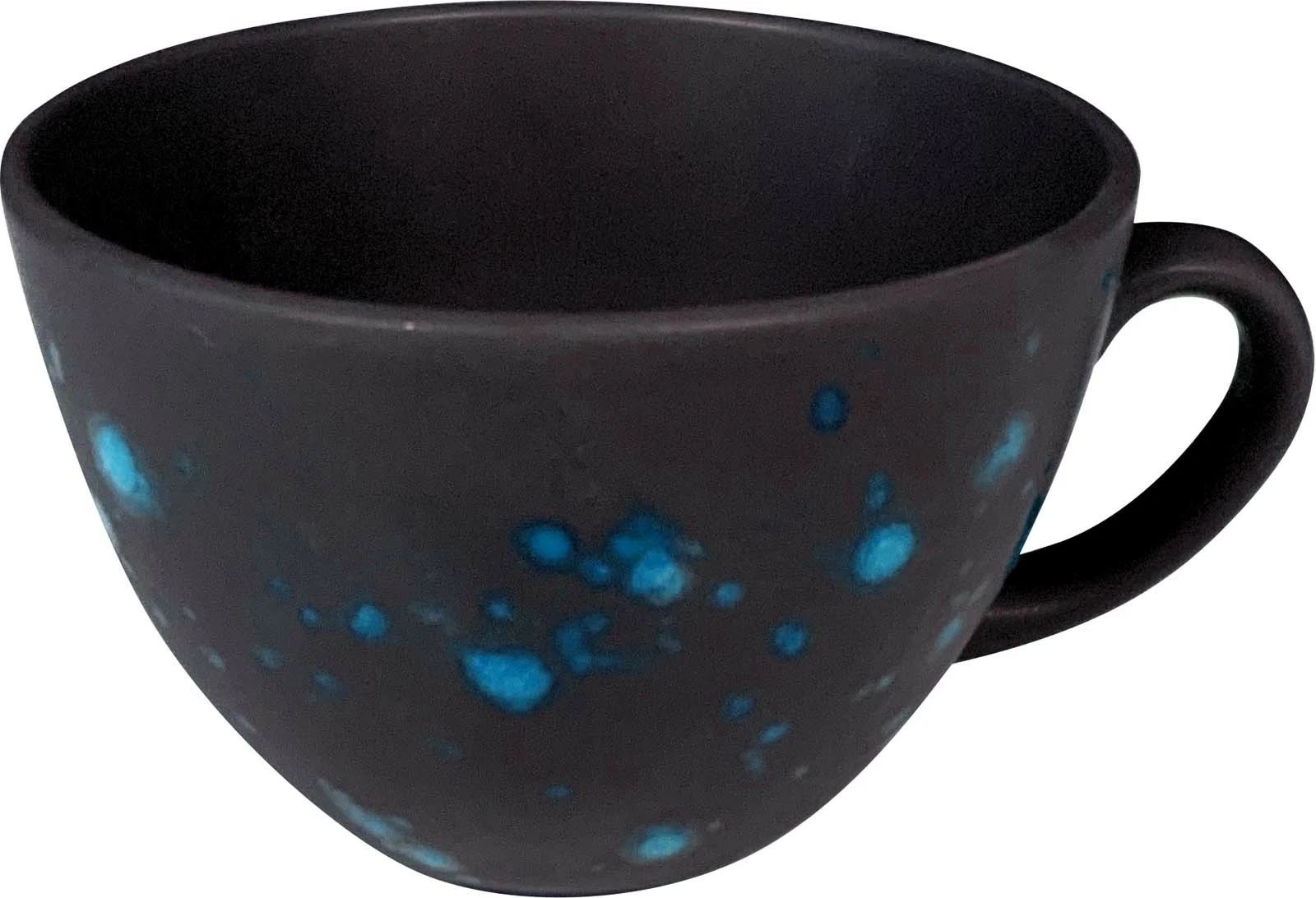 Filxhan cappuccino Fine Dine Flora 285ml, i zi me pika blu, set 6 copë