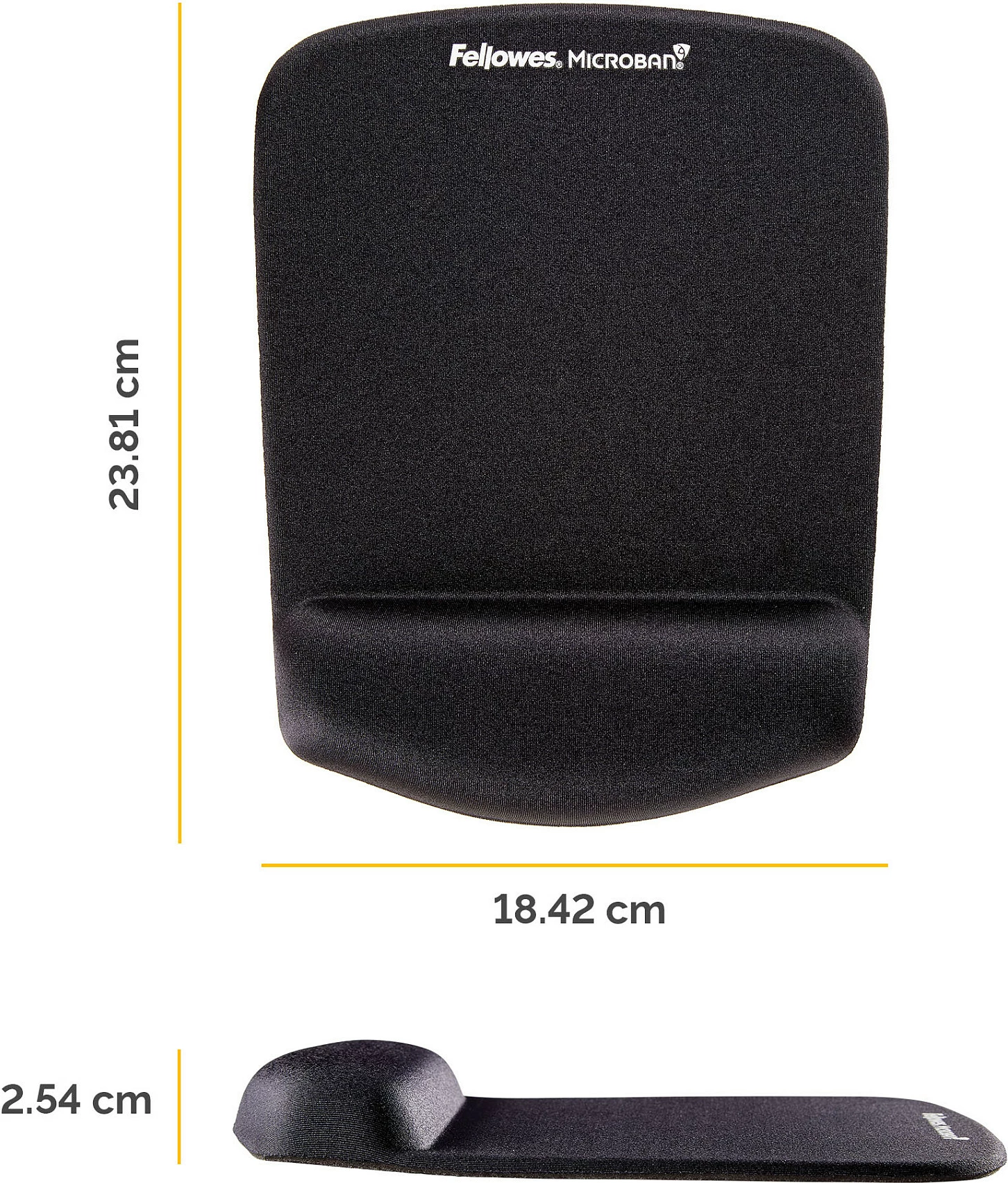 Mauspad Fellowes PlushTouch Microban me mbështetëse për kyç, i zi