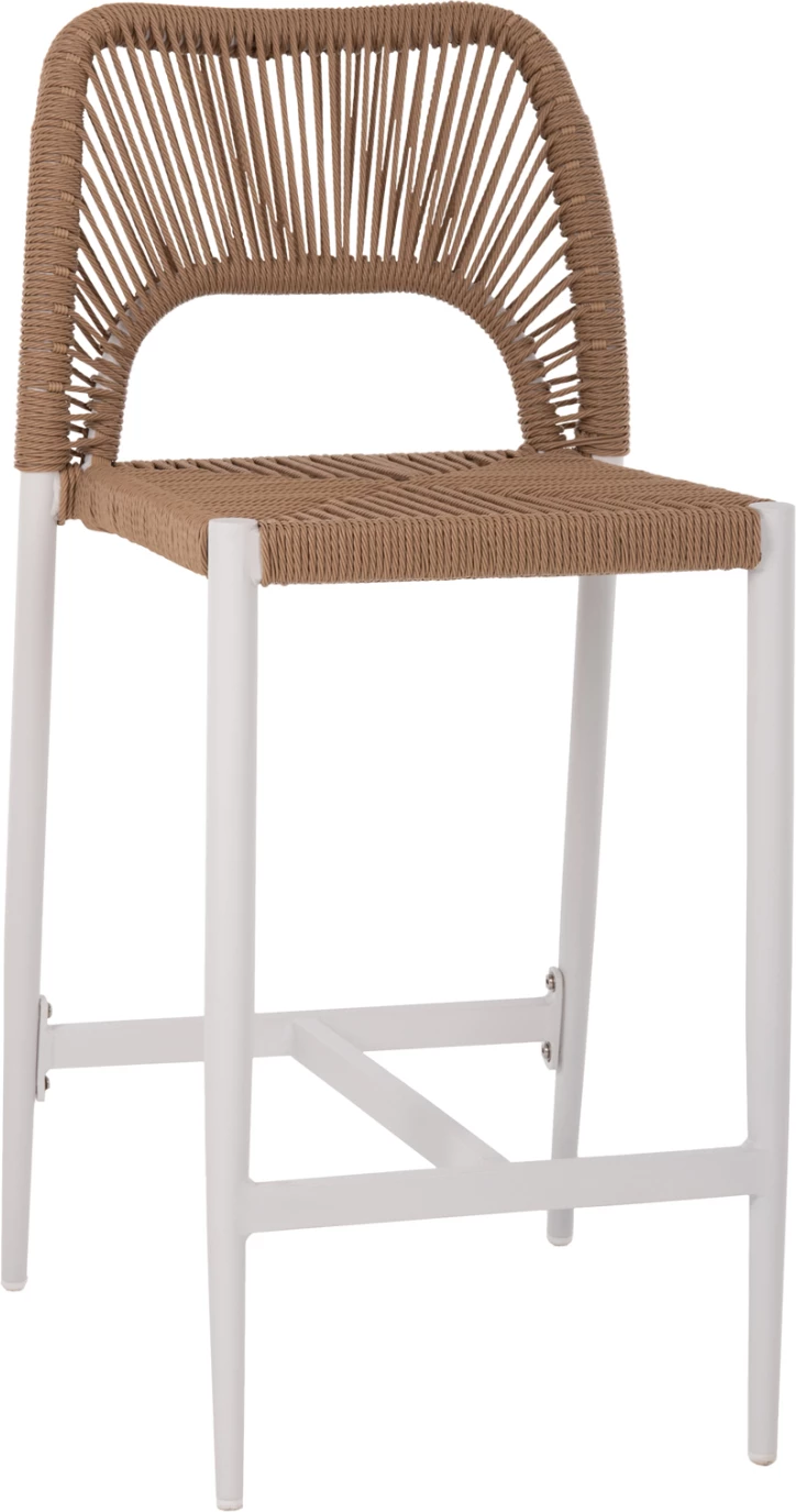 Karrige për bar, lartësi mesatare, FH5920.01, alumin i bardhë me ratan sintetik bezhë, 46x58x95H cm