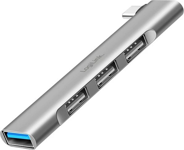 USB-C HUB LogiLink UA0437, 4 porta USB (1x USB 3.0, 3x USB 2.0), argjendtë
