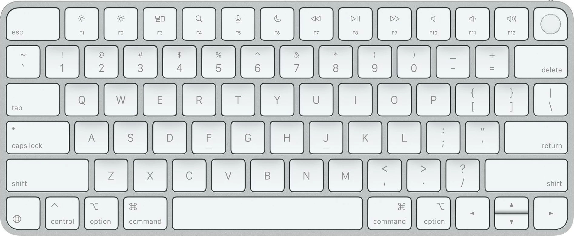 Tastierë Apple Magic me Touch ID, USB-C, Pa numpad, Silver, White
