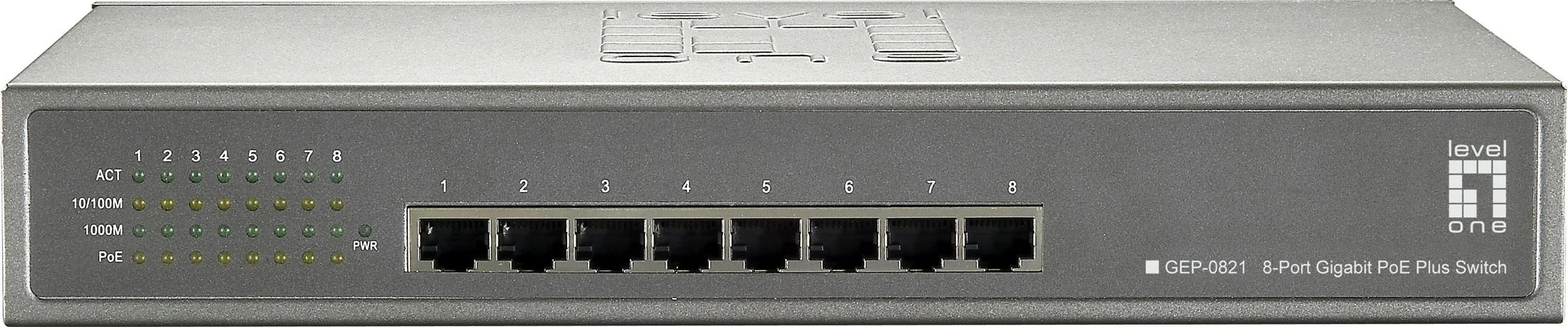 Switch LevelOne 8-Port Gigabit PoE, 123.2W, Rack mounting