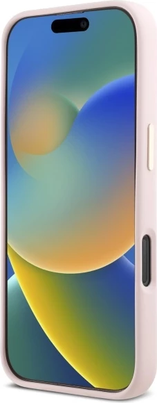 Mbështjellës Guess Silicone Script Metal Logo & Frame për iPhone 16 Pro, Rozë