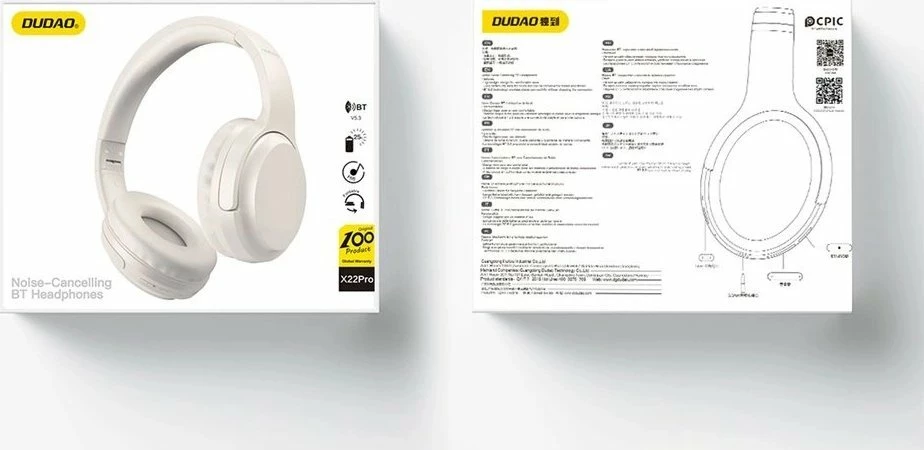 Kufje Dudao X22Pro Bluetooth 5.3 ANC 25h, të bardha, set 1 copë