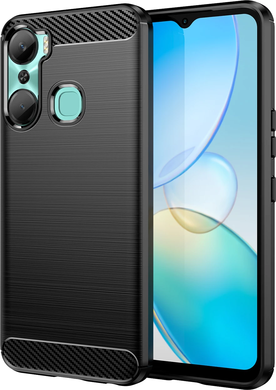 Mbështjellës Hurtel Carbon Case për Infinix Hot 12 Pro, TPU, i zi