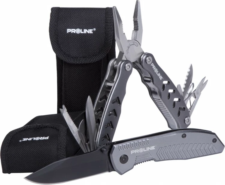 Set pincë multifunksionale dhe thikë palosëse PROLINE 30060, çelik inox/alumin, me çantë najloni