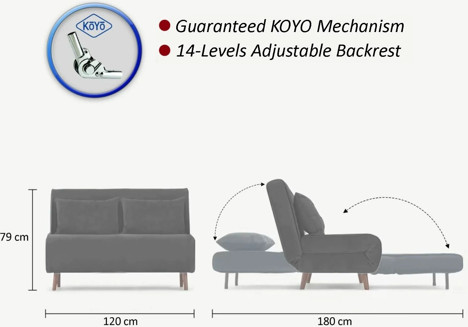 Divan-krevat dy ulëshe, ngjyrë krem, Folde 2-Seater
